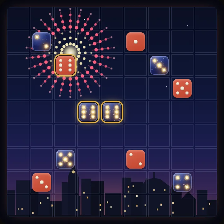The Fireworks board with the Sparkler die in the middle of a match.