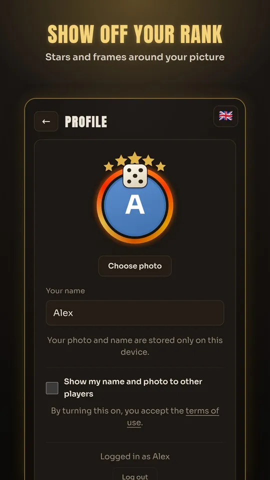 Show off your rank: Stars and frames around your picture